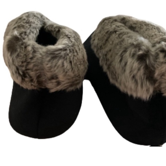 DEARFOAMS Slippers Christmas Gift Brown Cream Cozy Ankle Boot Faux Fur Trim XL - Picture 2 of 11